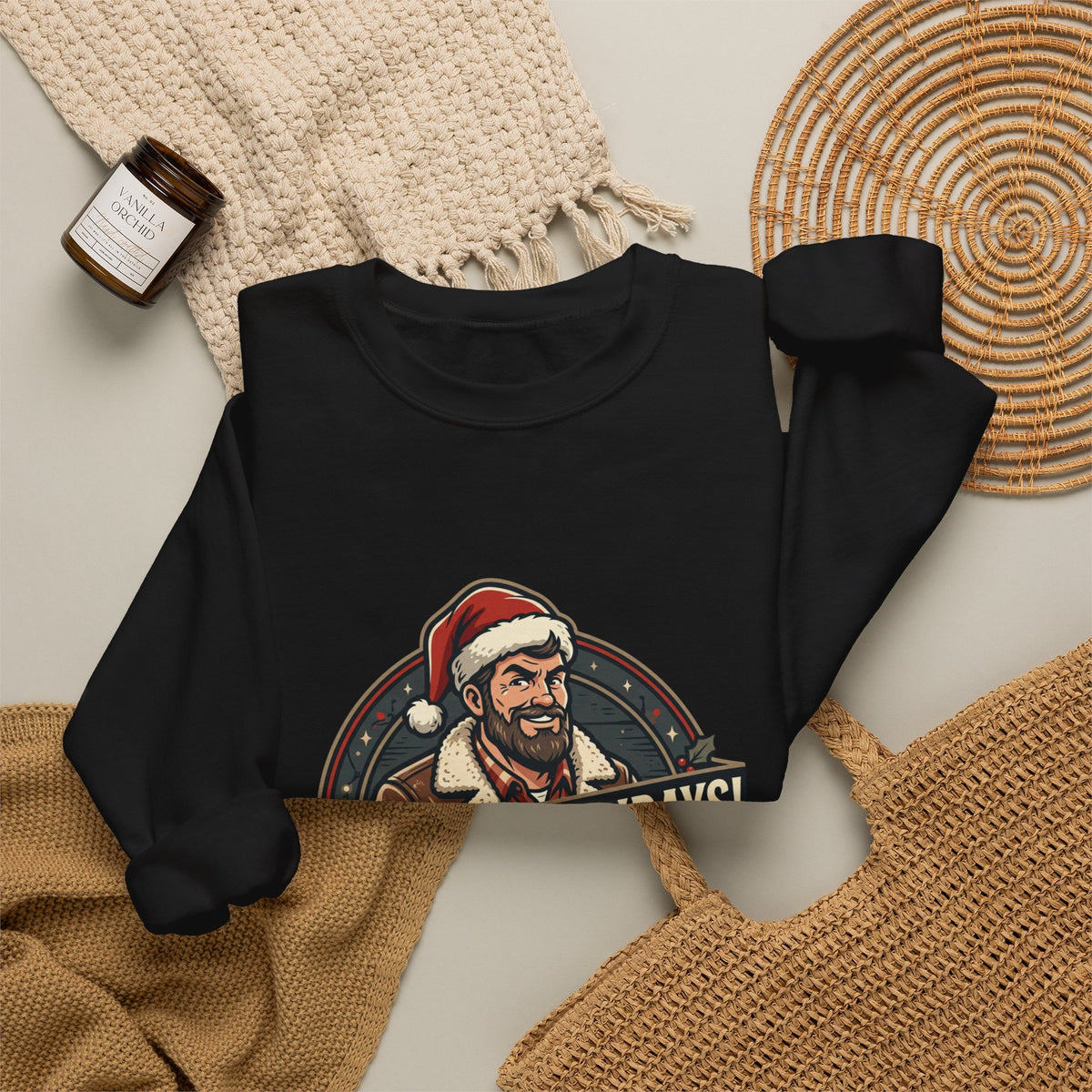 Haulin' the Holidays Crewneck Sweatshirt — Vintage Santa Trucker Christmas Sweater