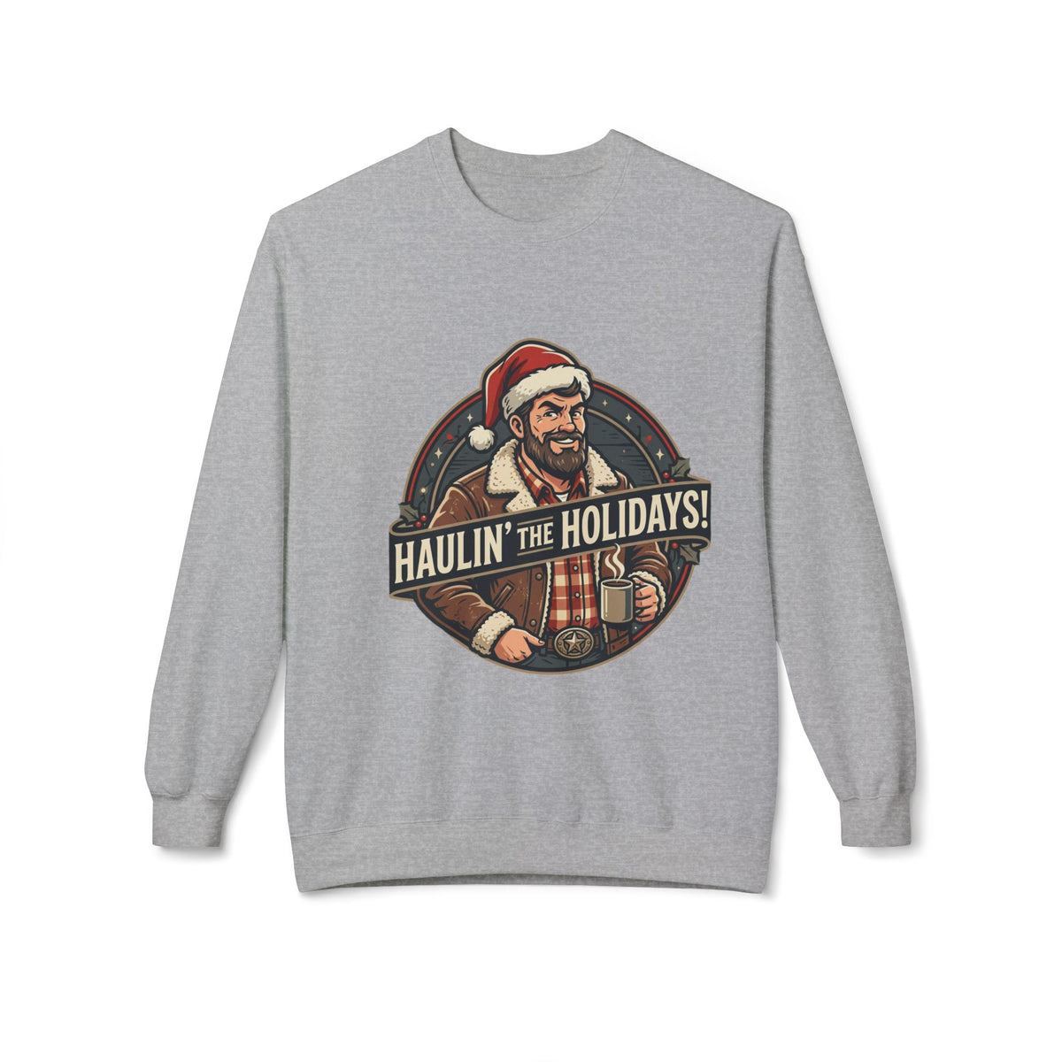 Copy of Haulin' the Holidays Santa Trucker Crewneck Sweatshirt | Christmas Plaid
