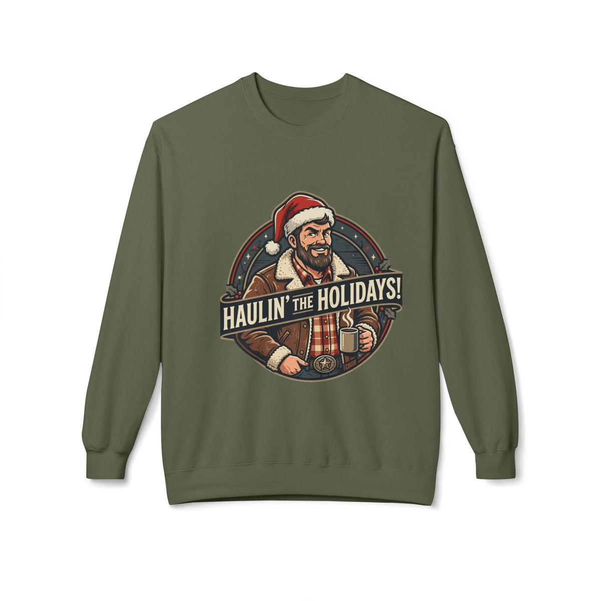 Copy of Haulin' the Holidays Santa Trucker Crewneck Sweatshirt | Christmas Plaid
