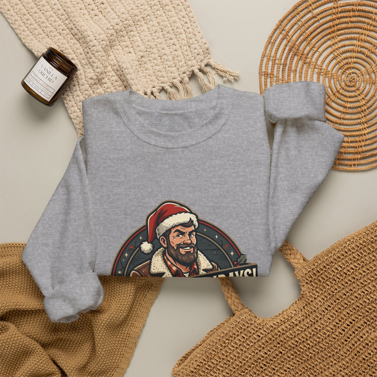 Haulin' the Holidays Crewneck Sweatshirt — Vintage Santa Trucker Christmas Sweater