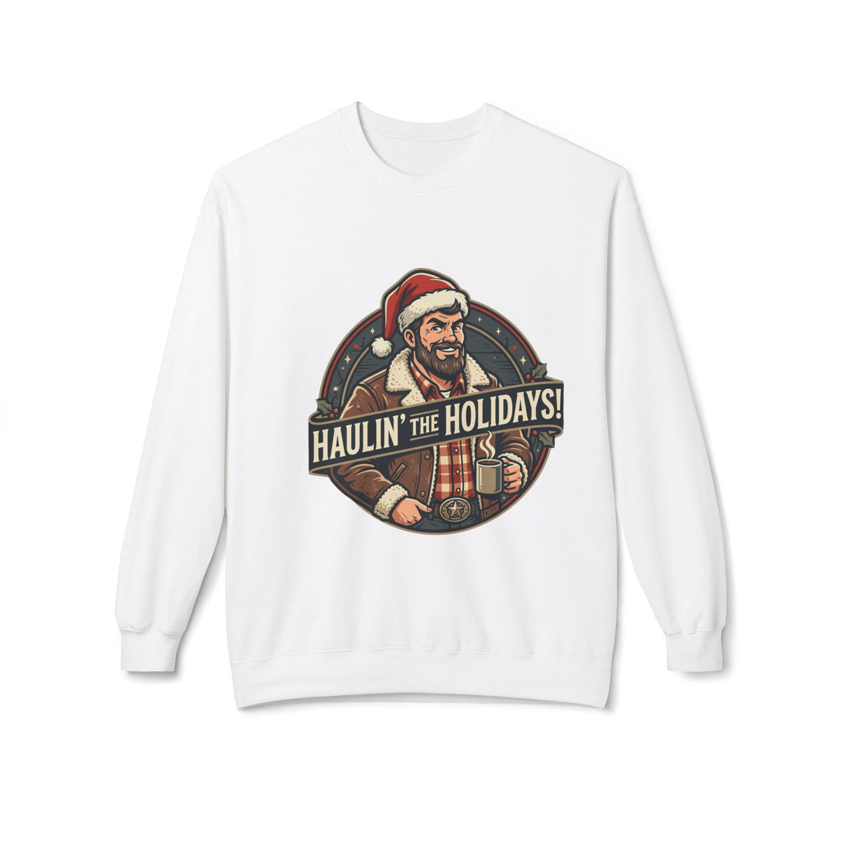 Copy of Haulin' the Holidays Santa Trucker Crewneck Sweatshirt | Christmas Plaid