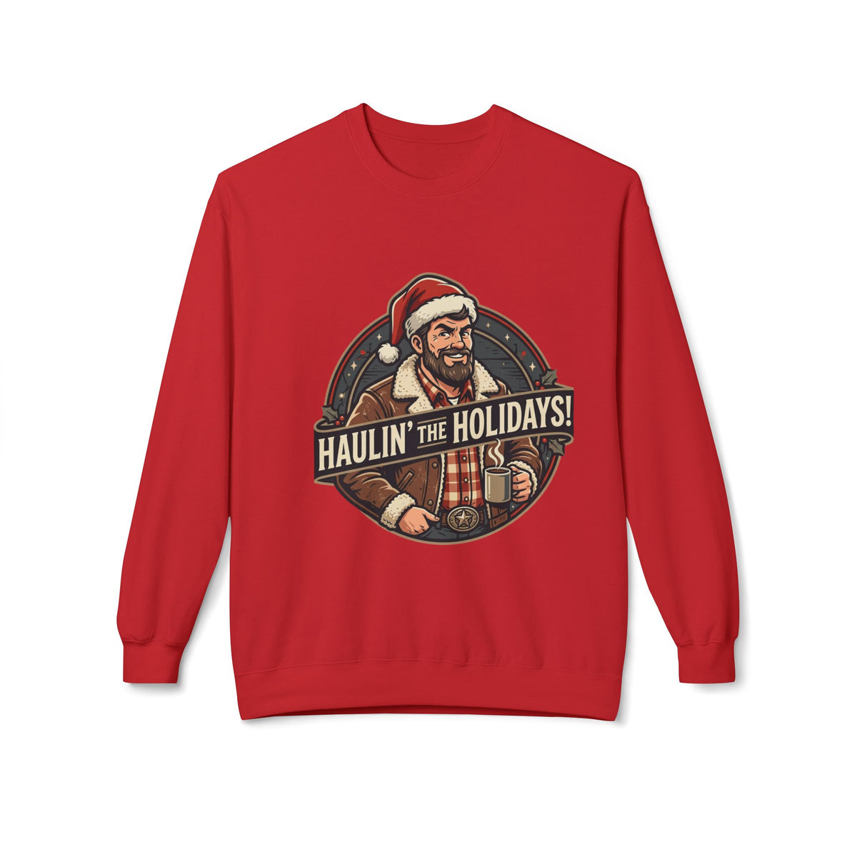 Copy of Haulin' the Holidays Santa Trucker Crewneck Sweatshirt | Christmas Plaid